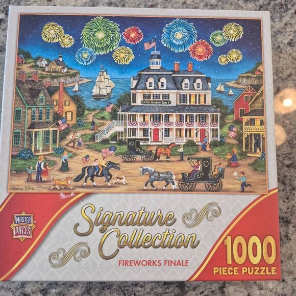 Master Pieces Fireworks Finale 1000 pc Jigsaw Puzzle, USED, tape on box - Picture 2 of 8